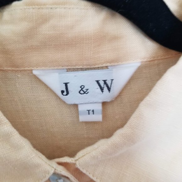 J&W Yellow Linen Short Sleeve Button Down Shirt - Picture 4 of 5